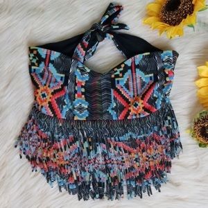 L*Space Multicolor Fringe Bikini Top SMALL